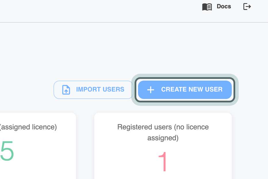 The Users page with Create new user highlighted at the top right, next to Import users.