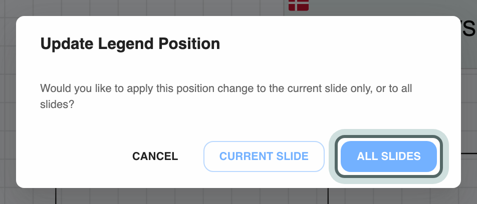 Update Legend Position, asking whether to move the legend on the current slide only or on all slides.